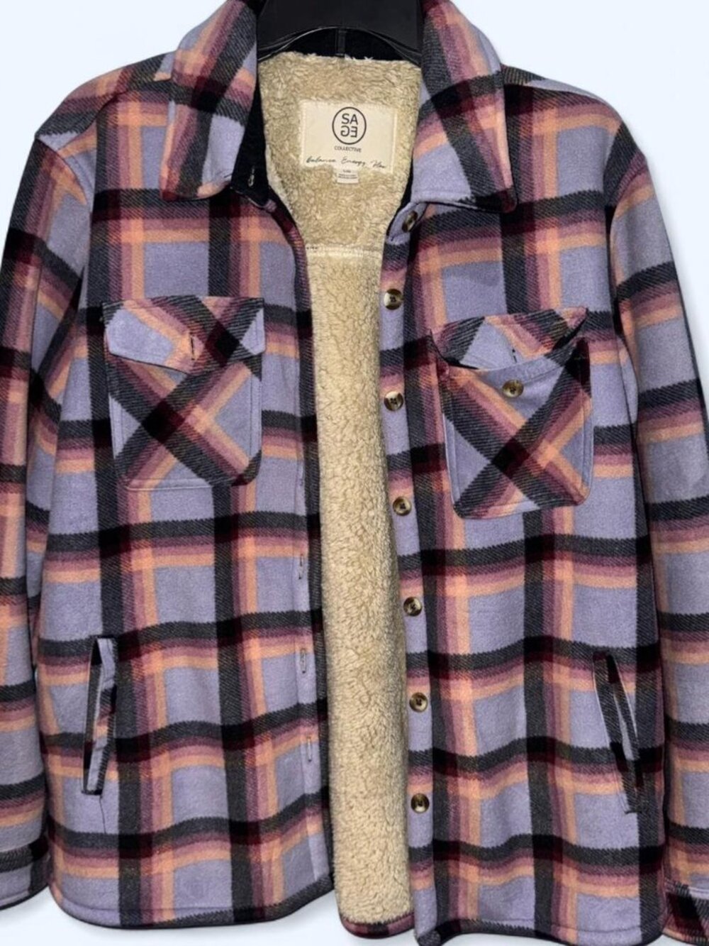 Plaid Women's Jacket with Sherpa Lining
